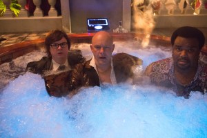 Left to right: Clark Duke is Jacob, Rob Corddry is Lou, and Craig Robinson is Nick in HOT TUB TIME MACHINE 2, from Paramount Pictures and Metro-Goldwyn-Mayer Pictures.