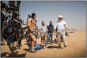 On location in Jordan, Ridley Scott directs Matt Damon, in THE MARTIAN.